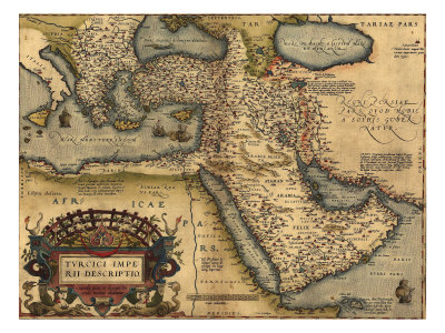 1570 Map of Asia Minor, Then the Ottoman Empire, from Abraham Ortelius