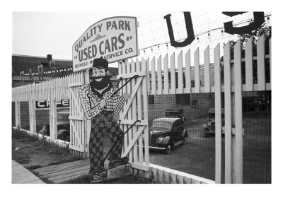 Paul Bunyan at Used Car Lot, Bemidji, Minnesota, September, 1939