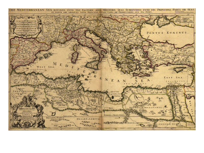 1685 Map of the Mediterranean Sea and Coastal Lands