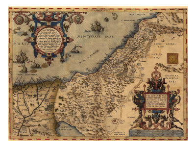 1570 Map of Palestine, from Abraham Ortelius