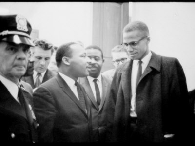 Martin Luther King Jr., and Malcolm X, Waiting for Press Conference, 1964
