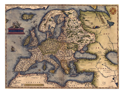 1570 Map of Europe. from Abraham Ortelius