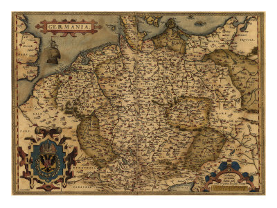 1570 Map of German States, from Abraham Ortelius, Theatrvm Orbis Terrarvm