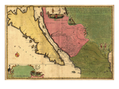 1720 Map of Baja California and Northwest Mexico, Showing California as an Island
