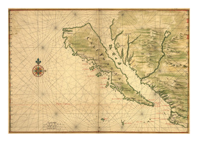 1650 Map of Baja California and Northwest Mexico, Showing California as an Island