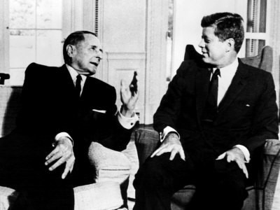 Former General Douglas Macarthur, at the White House with President John F. Kennedy, 1961