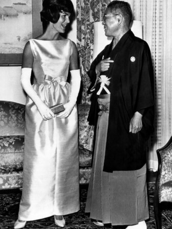 Jacqueline Kennedy, and Japanese Prime Minister Hayato Ikeda, at Japanese Embassy. June 22, 1961