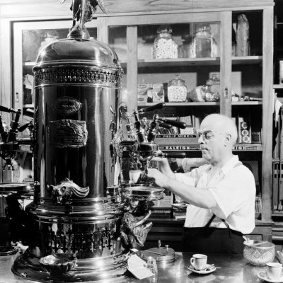 Little Italy, Espresso Is Poured in an Italian-American Cafe on Macdougal Street, 1942