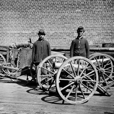 The Civil War, Richmond, Virginia, Confederate Brass Mountain Howitzers, from Glass Negative, 1865