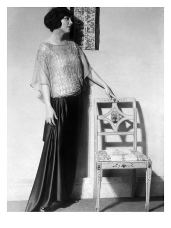 Dinner Gown with Black Skirt and Chiffon Blouse, 1922