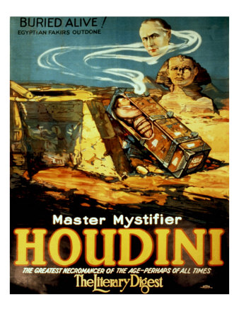 Poster Promoting Harry Houdini, Evoking Mystical Past of Ancient Egypt, 1925