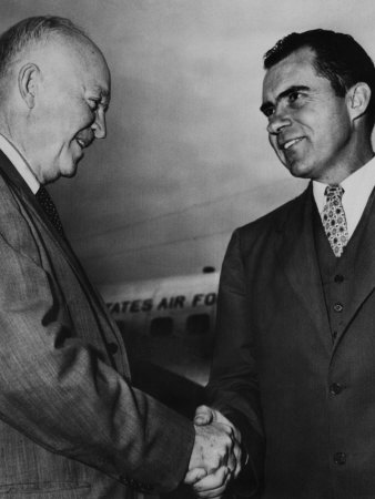 US President Dwight D. Eisenhower Shaking Hands with Vice President Richard Nixon, 1950s