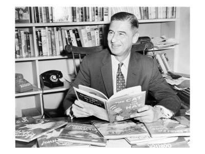 Ted Geisel Seated at Desk Covered with His Uniquely Humorous Children