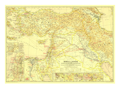 Bible Lands, And The Cradle Of Western Civilization Map 1938