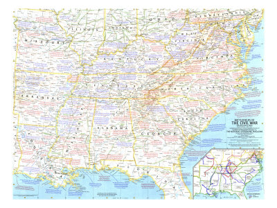 Battlefields Of The Civil War Map 1961