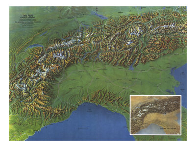 Alps, Europes Backbone Map 1965