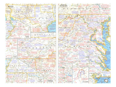 Battlefields Of The Civil War Map 1961