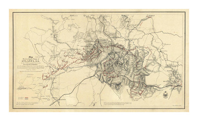 Civil War Map Illustrating the Siege of Atlanta, Georgia, c.1864