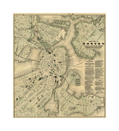 Map of Boston from c 1884.