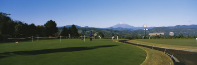 Road Passing Through a Golf Course with Mt. Fuji in Background, Fujimi Country Club, Japan