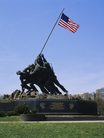 Statues at a War Memorial, Iwo Jima Memorial, Arlington National Cemetery, Virginia, USA