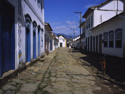 Buildings Along a Cobblestone Street, Parati, Rio De Janeiro, Brazil