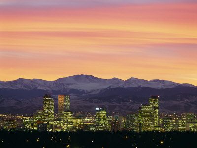 Buy Skyline and Mountains at Dusk, Denver, Colorado, USA at AllPosters.com