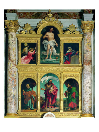 Polyptych, Annunciating Angel, Redeemer, Virgin Annunciate, St Peter, St John and St Paul