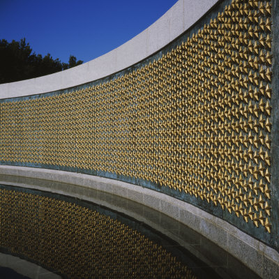 Reflection of Wall of a Monument in Water, Freedom Wall, National World War II Memorial