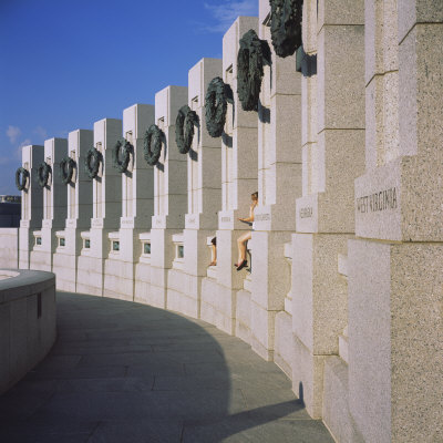 Columns at a War Memorial, National World War II Memorial, Washington DC, USA