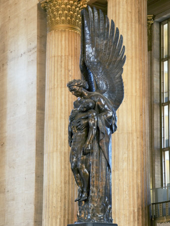 Close-up of a War Memorial Statue at a Railroad Station, 30th Street Station, Philadelphia