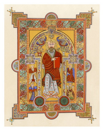 Saint Matthew, an Illuminated Manuscript Page from the Book of Kells, 8th or 9th Century Ad