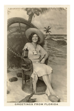 Greetings from Florida, Lady in Chair with Gator