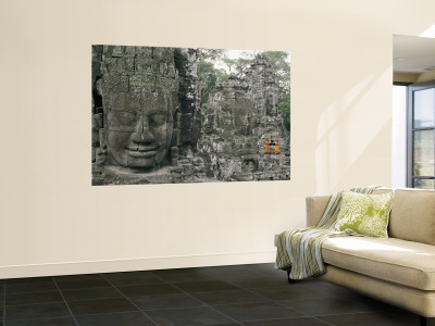 Buy Two Monks in Orange Robes are Standing Near a Buddhist Temple at AllPosters.com