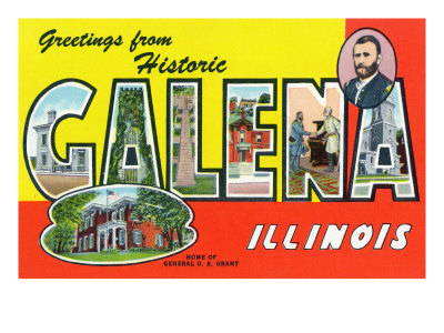 Galena, Illinois - Large Letter Scenes, Greetings from Historic Galena, c.1955