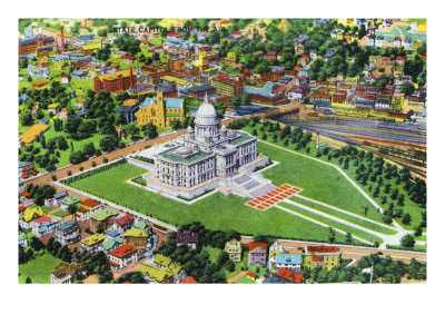 Providence, Rhode Island - Aerial View of the State Capitol Building and Grounds, c.1944
