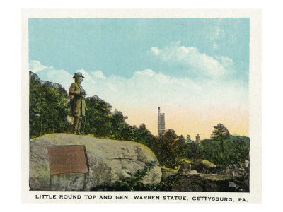 Gettysburg, Pennsylvania - View of Little Round Top and General Warren Statue, c.1928