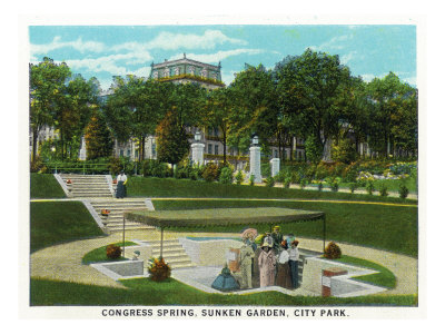 Saratoga Springs, New York - City Park View of Congress Spring in the Sunken Garden, c.1914