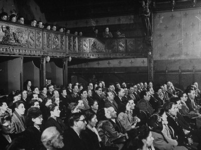 Interior View of Theater, with Audience Watching a Production at the Grand Guignol Theater