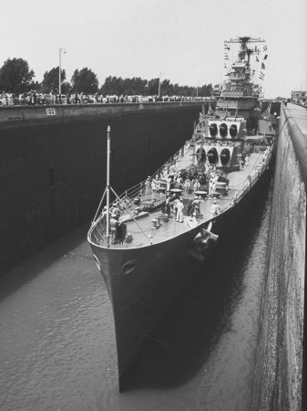 US Navy Cruiser "Macon" Going Through St. Lawrence Seaway