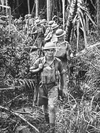Australian Soldiers Patrolling the Jungle at Singapore before the Japanese Invasion