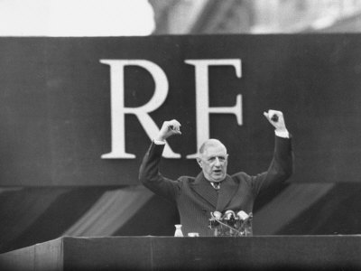 French President Charles De Gaulle Making a Speech Poster