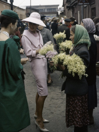 Dior Models in Soviet Union for Officially Sanctioned Fashion Show Visiting Flower Market