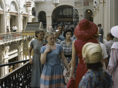 Dior Models in Soviet Union for Officially Sanctioned Fashion Show Visiting Gum Deptartment Store