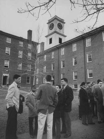 Junior High School Students Standing Outside of Amherst College During their Visit