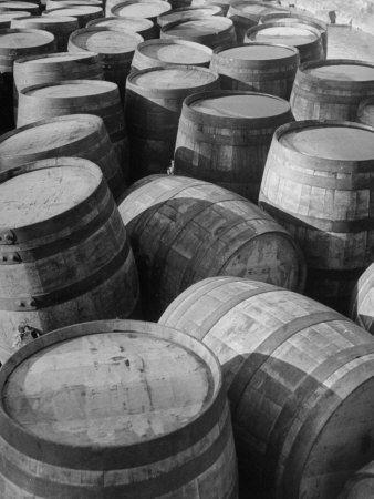 Barrels Sitting in Warehouse at Jack Daniels Distillery