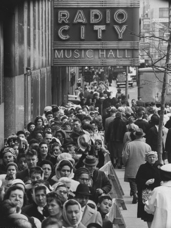 Crowds of People Waiting to See Radio City Music Hall
