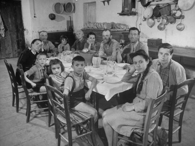 Buy Portrait of a Family of Tuscan Tennat Farmers Sitting around Dinner Table at AllPosters.com