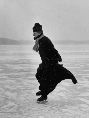 Catholic Priest Ice Skating. from Photo Essay Re Polish American Community