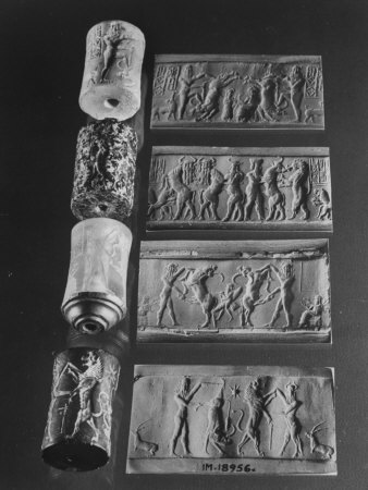 Gilgamesh Cylinder Seals Commemorating Acts of Mythological Character from Sumerian Culture